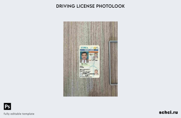 цифровая загрузка водительских прав США, Айова под шаблоном Photolook FRONT